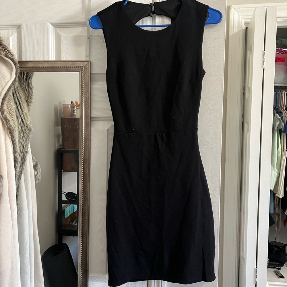 Black Lulus Cocktail Dress with Open Back